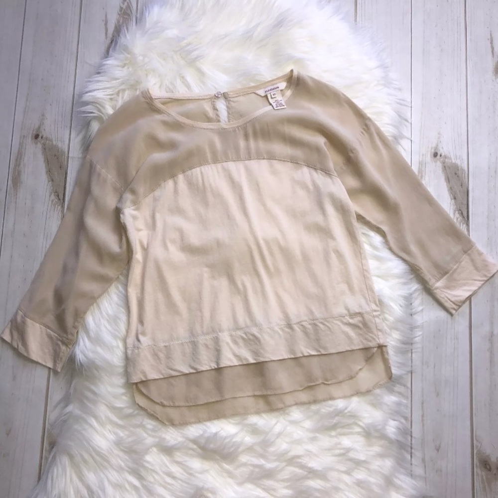Sundance Silk Blouse Layered Chiffon 3/4 Sleeve